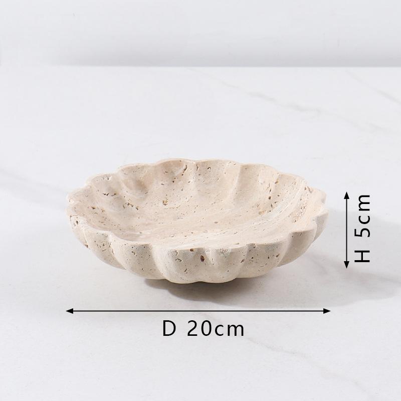 Marble Fruit Tray-Travertine-Shell