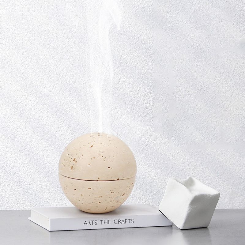 Marble incense burnner-Travertine Ball