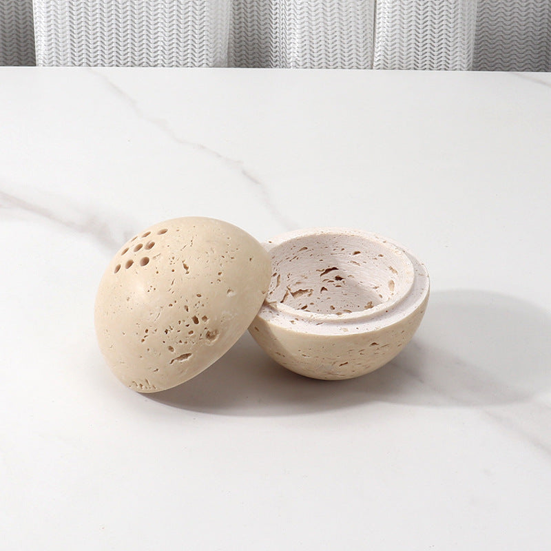 Marble incense burnner-Travertine Ball