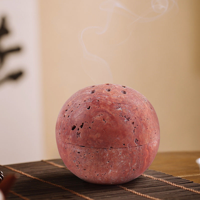 Marble incense burnner-Travertine Ball