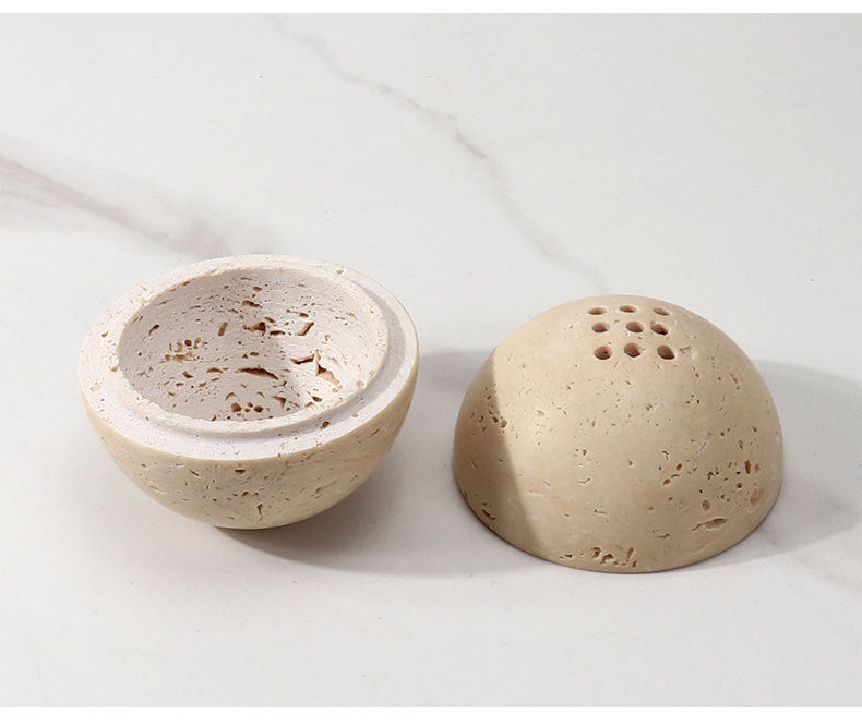 Marble incense burnner-Travertine Ball