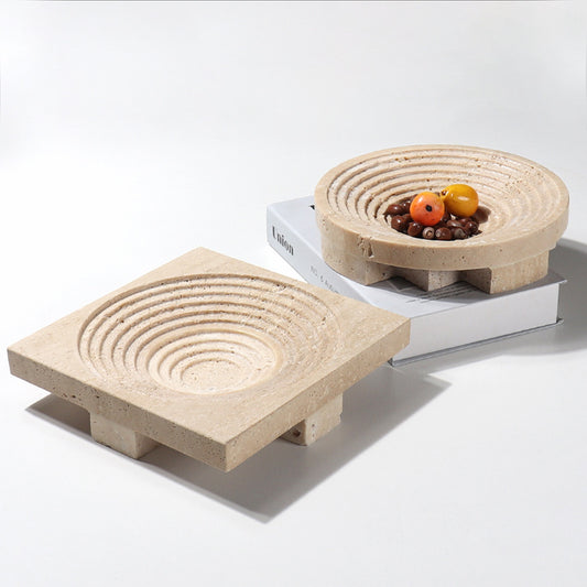 Marble(Travertine) Tray-Orbit