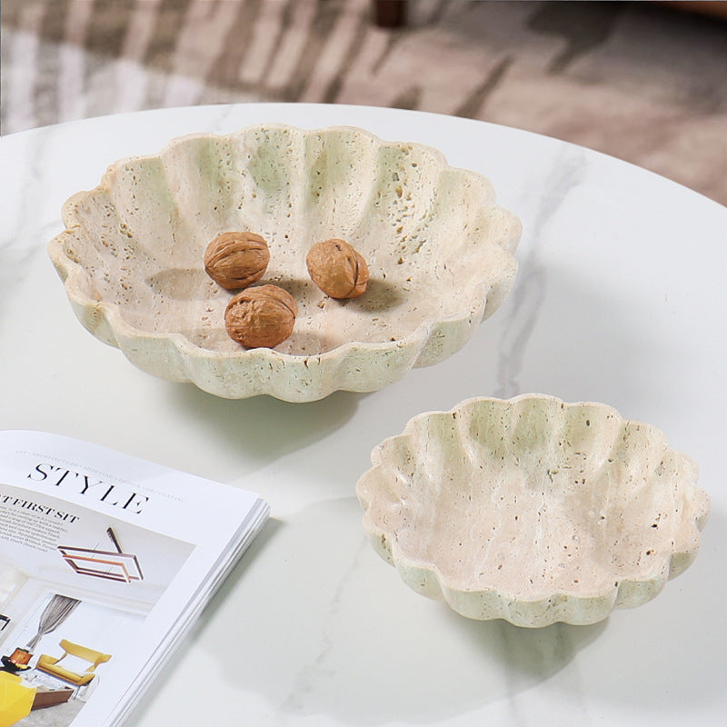 Marble Fruit Tray-Travertine-Shell