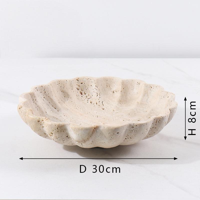 Marble Fruit Tray-Travertine-Shell